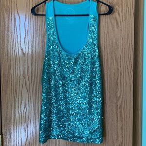 INC turquoise sparkly tank top.